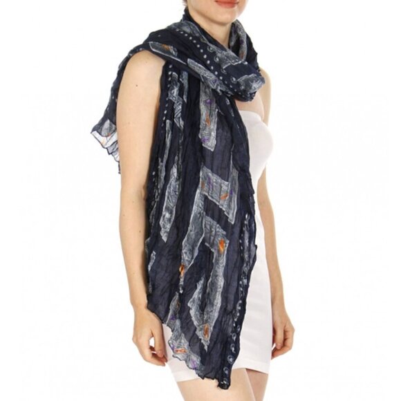 NWT Jewel Print Wrinkle Scarf/Cover-Up - Picture 3 of 13